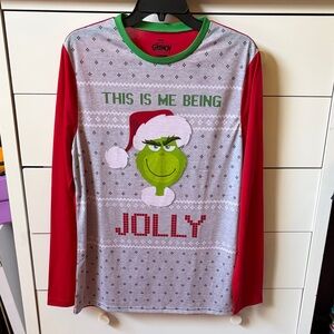 🎄 NWT BRIEFLY STATED MENS SIZE SMALL DR SUESS THE GRINCH PAJAMA TOP